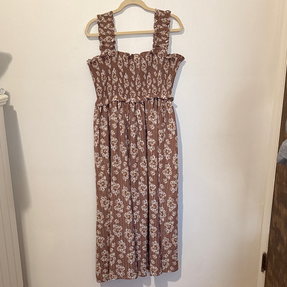 Altar'd State Brown Floral Midi Dress